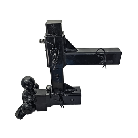 The Commander - Patriot Hitches 2" Adjustable Drop Hitch Adapter - 11" Rise/Drop - 10K w/ 4-Way 3-Ball Mount - Black Gloss Accent (Black Gloss)