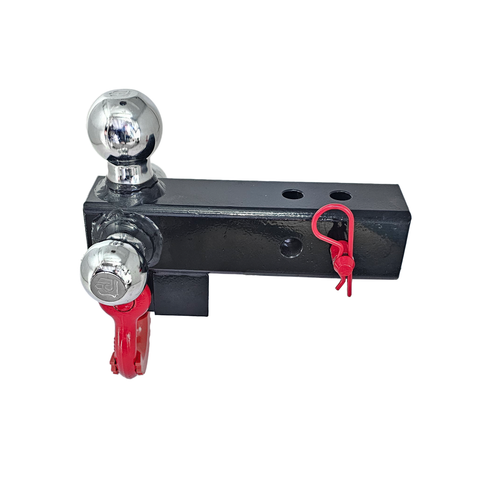 The Captain 4 in 1 - Patriot Hitches 4-Way 3-Ball Mount for 2-1/2" Hitches - The Captain - 30K - Red Accent (Black Gloss - Chrome)
