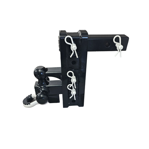 The Patriot - Patriot Hitches 8-Way 3-Ball Mount w/ Adjustable Stacked Receivers - 2" Hitch – 25K – White Accent (Black Gloss)