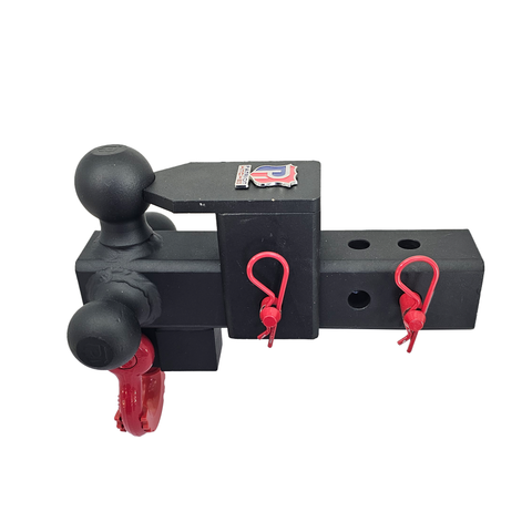 The Captain 5 in 1 - Patriot Hitches 5-Way 3-Ball Mount for 2-1/2" Hitches - The Captain - 30K – Red Accent