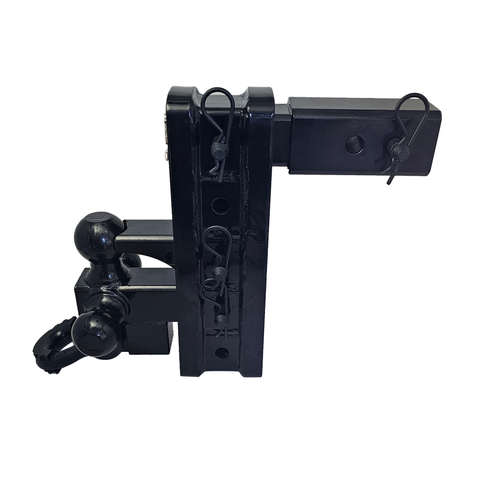The Patriot - Patriot Hitches 8-Way 3-Ball Mount w/ Adjustable Stacked Receivers – 2-1/2" Hitch – 25K – Black Texture Accent (Black Gloss)