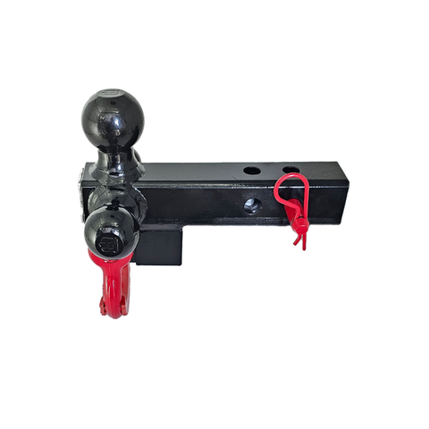 The Captain 4 in 1 - Patriot Hitches 4-Way 3-Ball Mount for 2" Hitches - The Captain - 30K - Red Accent (Black Gloss)