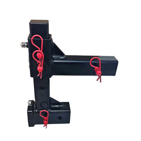 The General Heavy Duty - Patriot Hitches 2" Adjustable Drop Hitch Adapter - 11" Rise/Drop - 10K - Red Accent (Black Gloss)