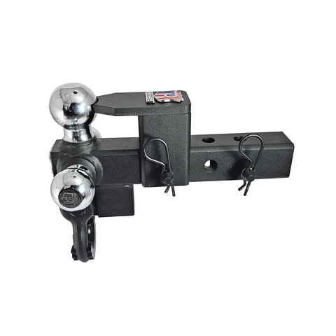 The Captain 5 in 1 - Patriot Hitches 5-Way 3-Ball Mount for 2" Hitches - The Captain - 30K – Black Texture Accent (Texture Chrome)