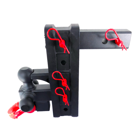 The Patriot - Patriot Hitches 8-Way 3-Ball Mount w/ Adjustable Stacked Receivers - 2" Hitch – 25K – Red Accent