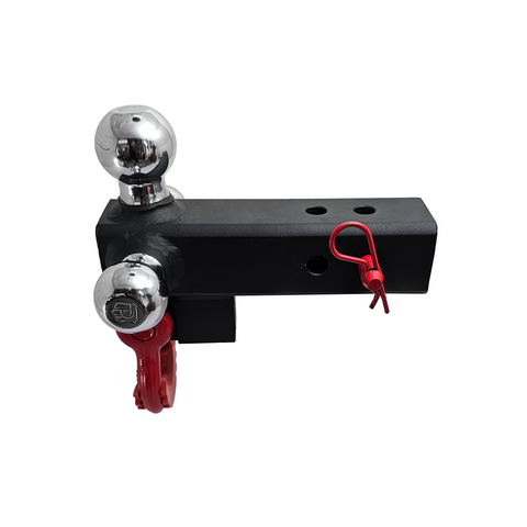 The Captain 4 in 1 - Patriot Hitches 4-Way 3-Ball Mount for 2-1/2" Hitches - The Captain - 30K - Red Accent (Texture Chrome)
