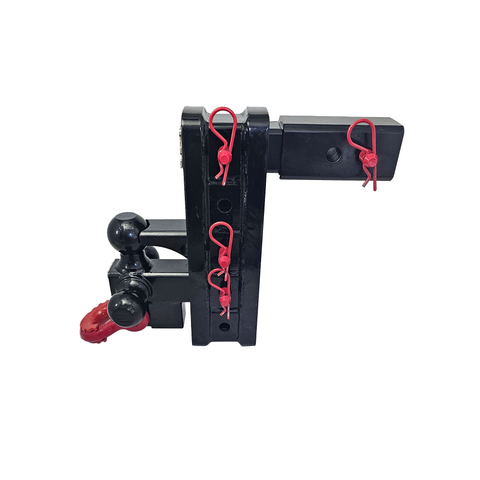 The Patriot - Patriot Hitches 8-Way 3-Ball Mount w/ Adjustable Stacked Receivers – 2-1/2" Hitch – 25K – Red Accent (Black Gloss)