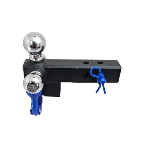 The Captain 4 in 1 - Patriot Hitches 4-Way 3-Ball Mount for 2" Hitches - The Captain - 30K - Blue Accent (Texture Chrome)