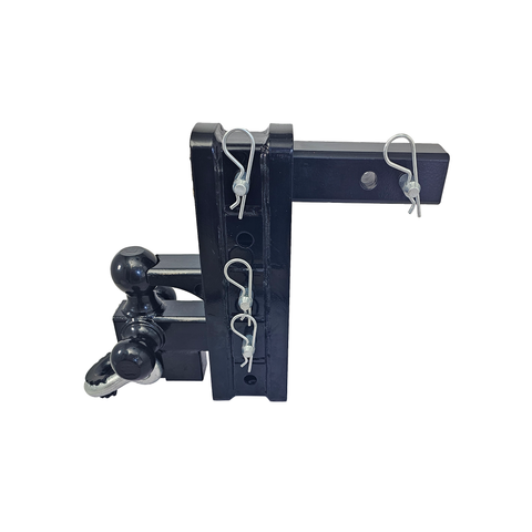 The Patriot - Patriot Hitches 8-Way 3-Ball Mount w/ Adjustable Stacked Receivers - 2" Hitch – 25K – Silver Accent (Black Gloss)
