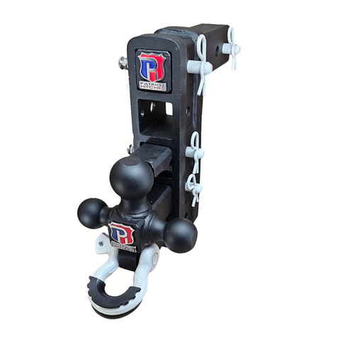 The Patriot - Patriot Hitches 8-Way 3-Ball Mount w/ Adjustable Stacked Receivers – 2-1/2" Hitch – 25K – White Accent