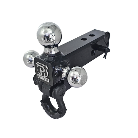 The Captain 4 in 1 - Patriot Hitches 4-Way 3-Ball Mount for 2-1/2" Hitches - The Captain - 30K - Black Texture Accent (Black Gloss - Chrome)