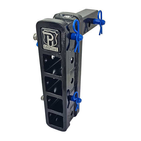 The Major - Patriot Hitches Adjustable Drop/Rise Hitch Stacked Receivers for 2" Hitches - 10" Drop/Rise – 25k - Blue Accent (Black Gloss)