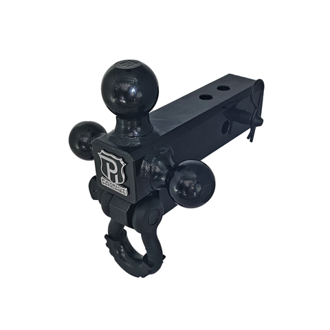 The Captain 4 in 1 - Patriot Hitches 4-Way 3-Ball Mount for 2-1/2" Hitches - The Captain - 30K - Black Texture Accent (Black Gloss)