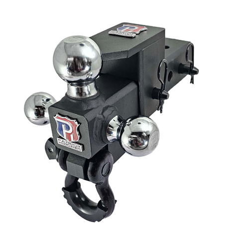 The Captain 5 in 1 - Patriot Hitches 5-Way 3-Ball Mount for 2-1/2" Hitches - The Captain - 30K – Black Gloss Accent (Texture Chrome)