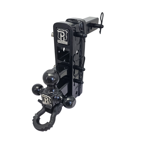 The Patriot - Patriot Hitches 8-Way 3-Ball Mount w/ Adjustable Stacked Receivers - 2" Hitch – 25K – Texture Accent (Black Gloss)
