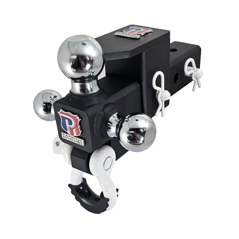 The Captain 5 in 1 - Patriot Hitches 5-Way 3-Ball Mount for 2-1/2" Hitches - The Captain - 30K – White Accent (Texture Chrome)