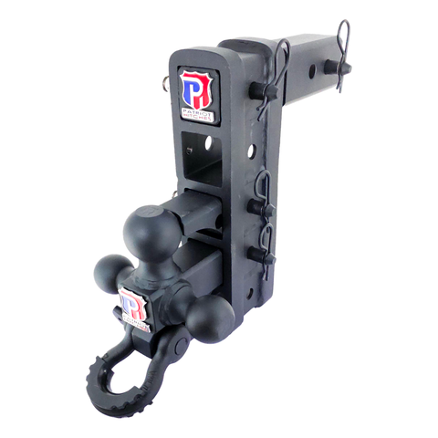 The Patriot - Patriot Hitches 8-Way 3-Ball Mount w/ Adjustable Stacked Receivers – 2-1/2" Hitch – 25K – Black Texture Accent