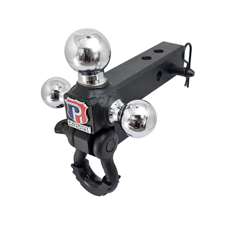 The Captain 4 in 1 - Patriot Hitches 4-Way 3-Ball Mount for 2" Hitches - The Captain - 30K - Black Texture Accent (Texture Chrome)