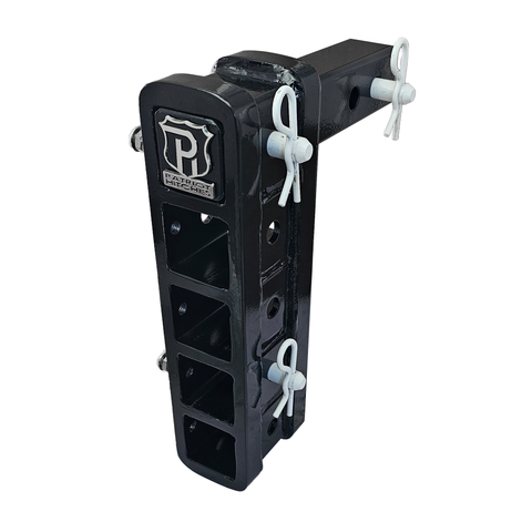 The Major - Patriot Hitches Adjustable Drop/Rise Hitch Stacked Receivers for 2" Hitches - 10" Drop/Rise – 25k - White Accent (Black Gloss)