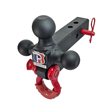 The Captain 4 in 1 - Patriot Hitches 4-Way 3-Ball Mount for 2" Hitches - The Captain - 30K - Red Accent