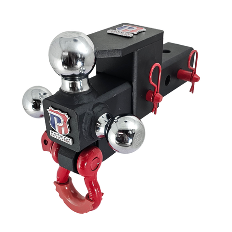 The Captain 5 in 1 - Patriot Hitches 5-Way 3-Ball Mount for 2-1/2" Hitches - The Captain - 30K – Red Accent (Texture Chrome)