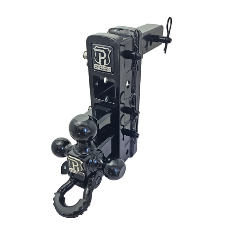 The Patriot - Patriot Hitches 8-Way 3-Ball Mount w/ Adjustable Stacked Receivers - 2" Hitch – 25K – Black Gloss Accent (Black Gloss)