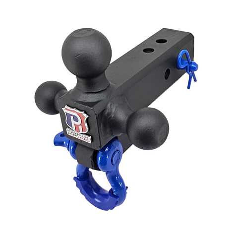 The Captain 4 in 1 - Patriot Hitches 4-Way 3-Ball Mount for 2-1/2" Hitches - The Captain - 30K - Blue Accent