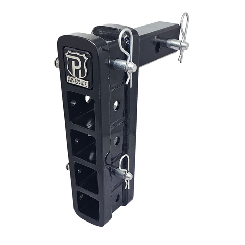 The Major - Patriot Hitches Adjustable Drop/Rise Hitch Stacked Receivers for 2" Hitches - 10" Drop/Rise – 25k - Silver Accent (Black Gloss)