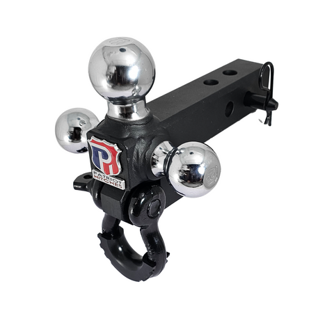 The Captain 4 in 1 - Patriot Hitches 4-Way 3-Ball Mount for 2" Hitches - The Captain - 30K - Black Gloss Accent (Texture Chrome)