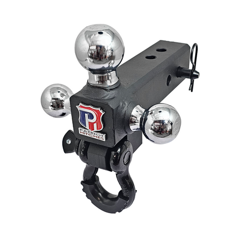 The Captain 4 in 1 - Patriot Hitches 4-Way 3-Ball Mount for 2-1/2" Hitches - The Captain - 30K - Black Gloss Accent (Texture Chrome)