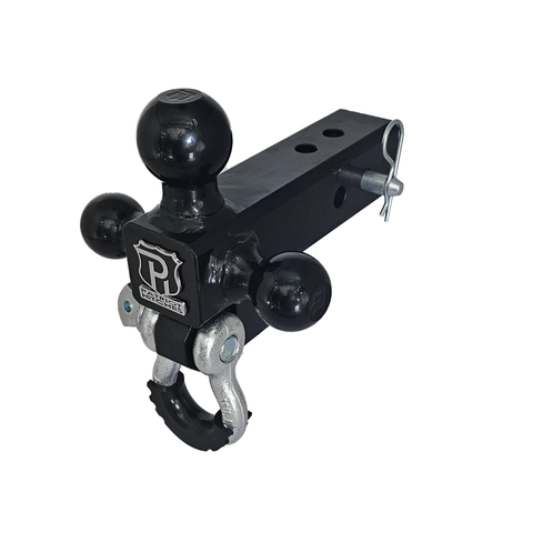 The Captain 4 in 1 - Patriot Hitches 4-Way 3-Ball Mount for 2-1/2" Hitches - The Captain - 30K - Silver Accent (Black Gloss)
