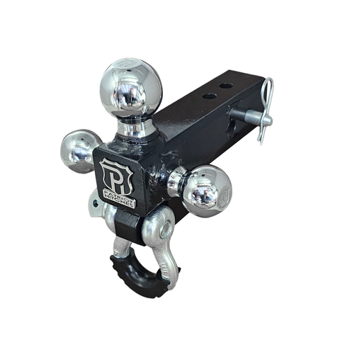 Patriot Hitches 4-Way 3-Ball Mount for 2-1/2" Hitches - The Captain - 30K - Silver Accent (Black Gloss - Chrome)