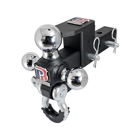 The Captain 5 in 1 - Patriot Hitches 5-Way 3-Ball Mount for 2" Hitches - The Captain - 30K – Silver Accent (Texture Chrome)