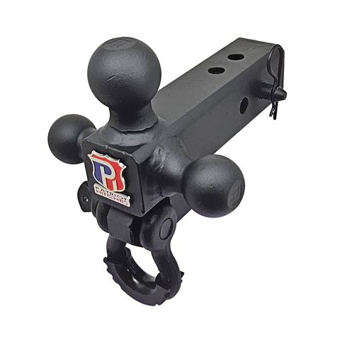 The Captain 4 in 1 - Patriot Hitches 4-Way 3-Ball Mount for 2-1/2" Hitches - The Captain - 30K - Black Texture Accent