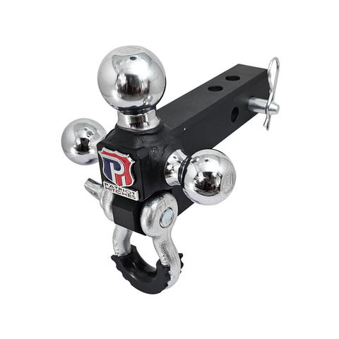 The Captain 4 in 1 - Patriot Hitches 4-Way 3-Ball Mount for 2" Hitches - The Captain - 30K - Silver Accent (Texture Chrome)