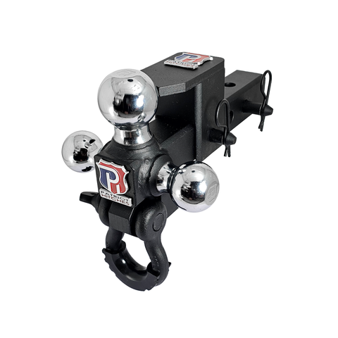 The Captain 5 in 1 - Patriot Hitches 5-Way 3-Ball Mount for 2" Hitches - The Captain - 30K – Black Texture Accent (Texture Chrome)