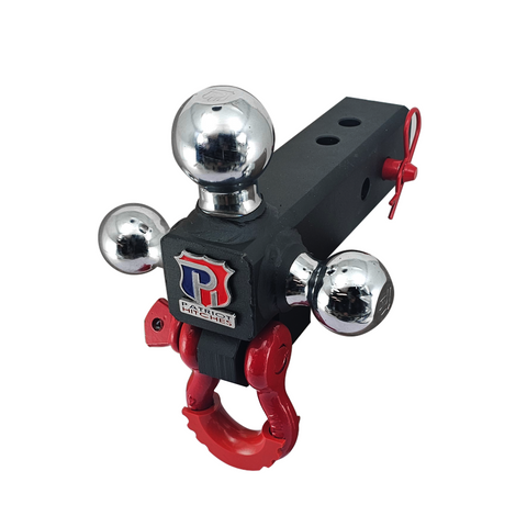 The Captain 4 in 1 - Patriot Hitches 4-Way 3-Ball Mount for 2-1/2" Hitches - The Captain - 30K - Red Accent (Texture Chrome)