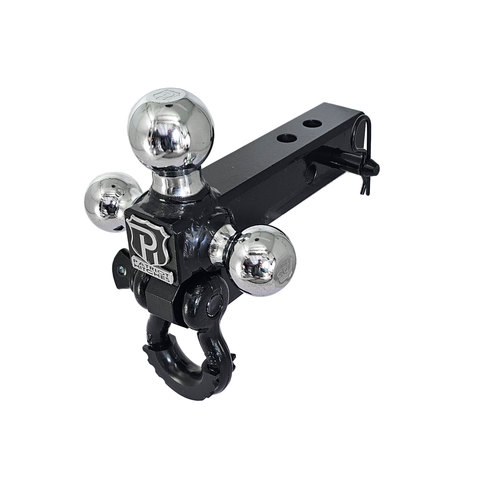 The Captain 4 in 1 - Patriot Hitches 4-Way 3-Ball Mount for 2" Hitches - The Captain - 30K - Black Gloss Accent (Black Gloss Chrome)