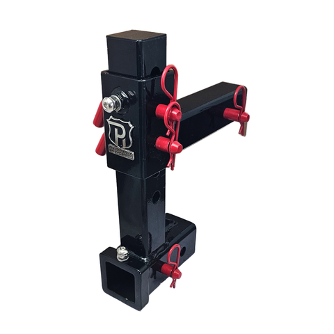 The General Heavy Duty - Patriot Hitches 2" Adjustable Drop Hitch Adapter - 11" Rise/Drop - 10K - Red Accent (Black Gloss)