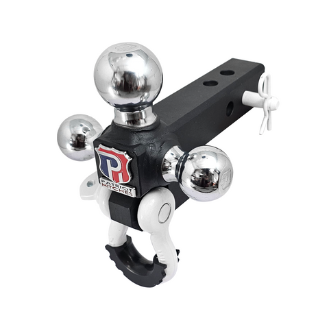 The Captain 4 in 1 - Patriot Hitches 4-Way 3-Ball Mount for 2" Hitches - The Captain - 30K - White Accent (Texture Chrome)