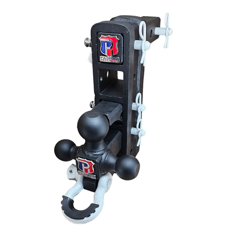 The Patriot - Patriot Hitches 8-Way 3-Ball Mount w/ Adjustable Stacked Receivers - 2" Hitch – 25K – White Accent
