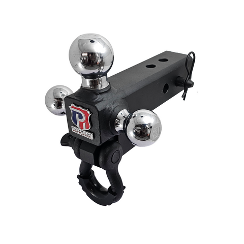 The Captain 4 in 1 - Patriot Hitches 4-Way 3-Ball Mount for 2-1/2" Hitches - The Captain - 30K - Black Texture Accent (Texture Chrome)
