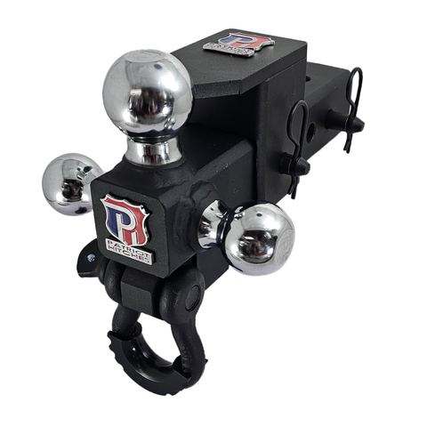 The Captain 5 in 1 - Patriot Hitches 5-Way 3-Ball Mount for 2-1/2" Hitches - The Captain - 30K – Black Texture Accent (Texture Chrome)