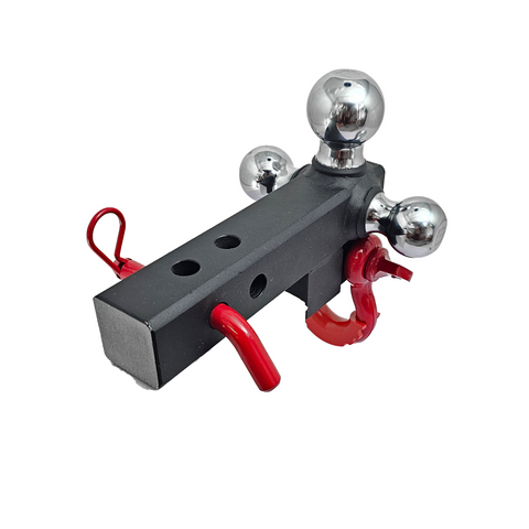 The Captain 4 in 1 - Patriot Hitches 4-Way 3-Ball Mount for 2" Hitches - The Captain - 30K - Red Accent (Texture Chrome)
