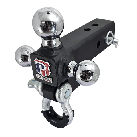 The Captain 4 in 1 - Patriot Hitches 4-Way 3-Ball Mount for 2-1/2" Hitches - The Captain - 30K - Silver Accent (Texture Chrome)
