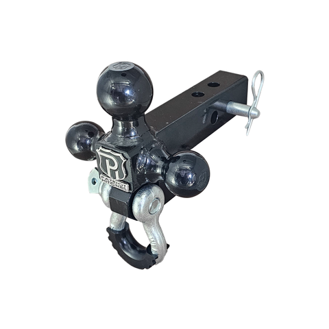 The Captain 4 in 1 - Patriot Hitches 4-Way 3-Ball Mount for 2" Hitches - The Captain - 30K - Silver Accent (Black Gloss)