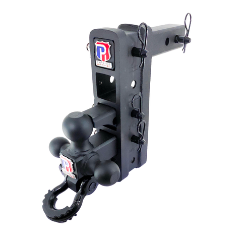 The Patriot - Patriot Hitches 8-Way 3-Ball Mount w/ Adjustable Stacked Receivers - 2" Hitch – 25K – Black Gloss Accent