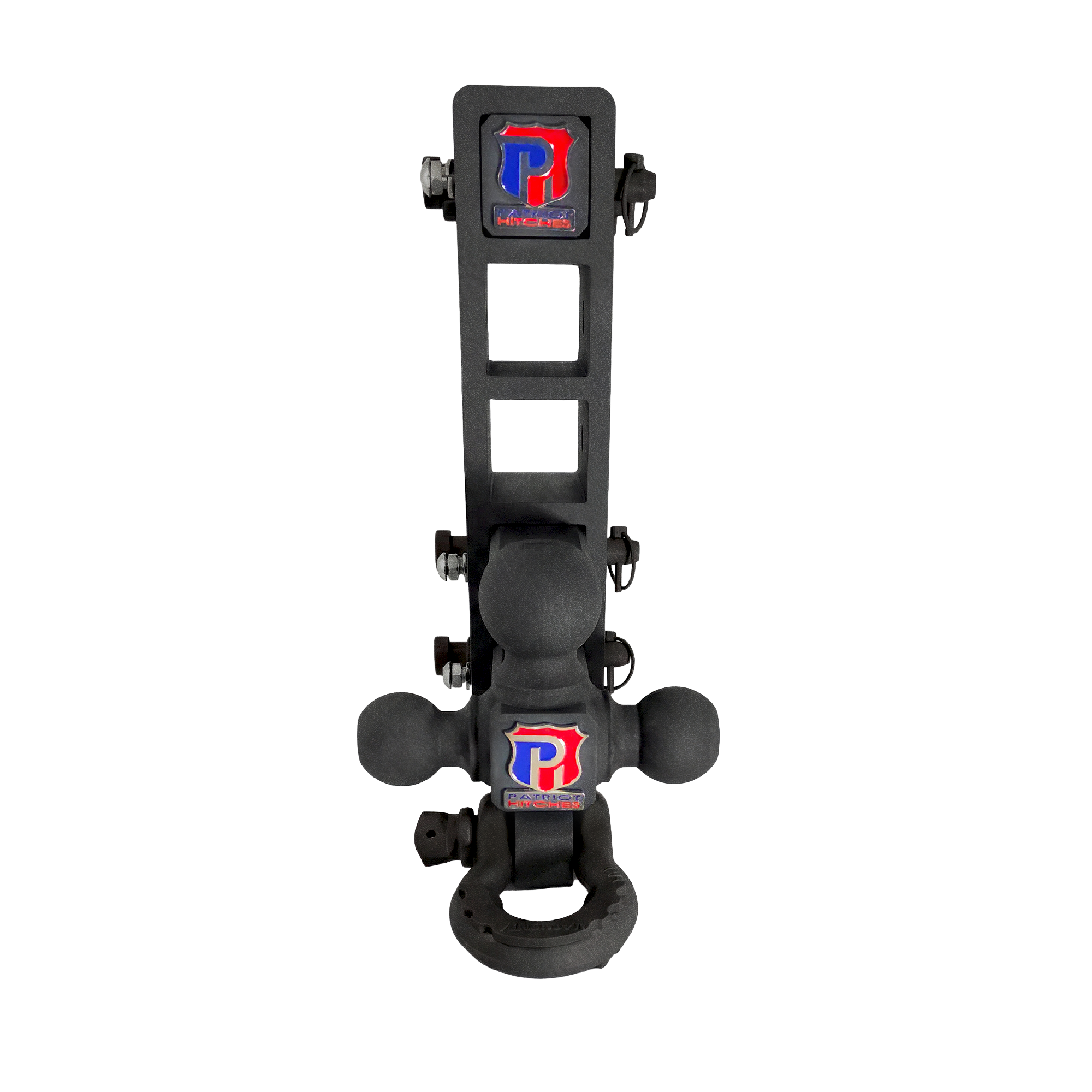 The Patriot - 10-Way+ 3-Ball Mount w/ Adjustable Stacked Receivers - 2" Hitch – 30K – Texture Accent