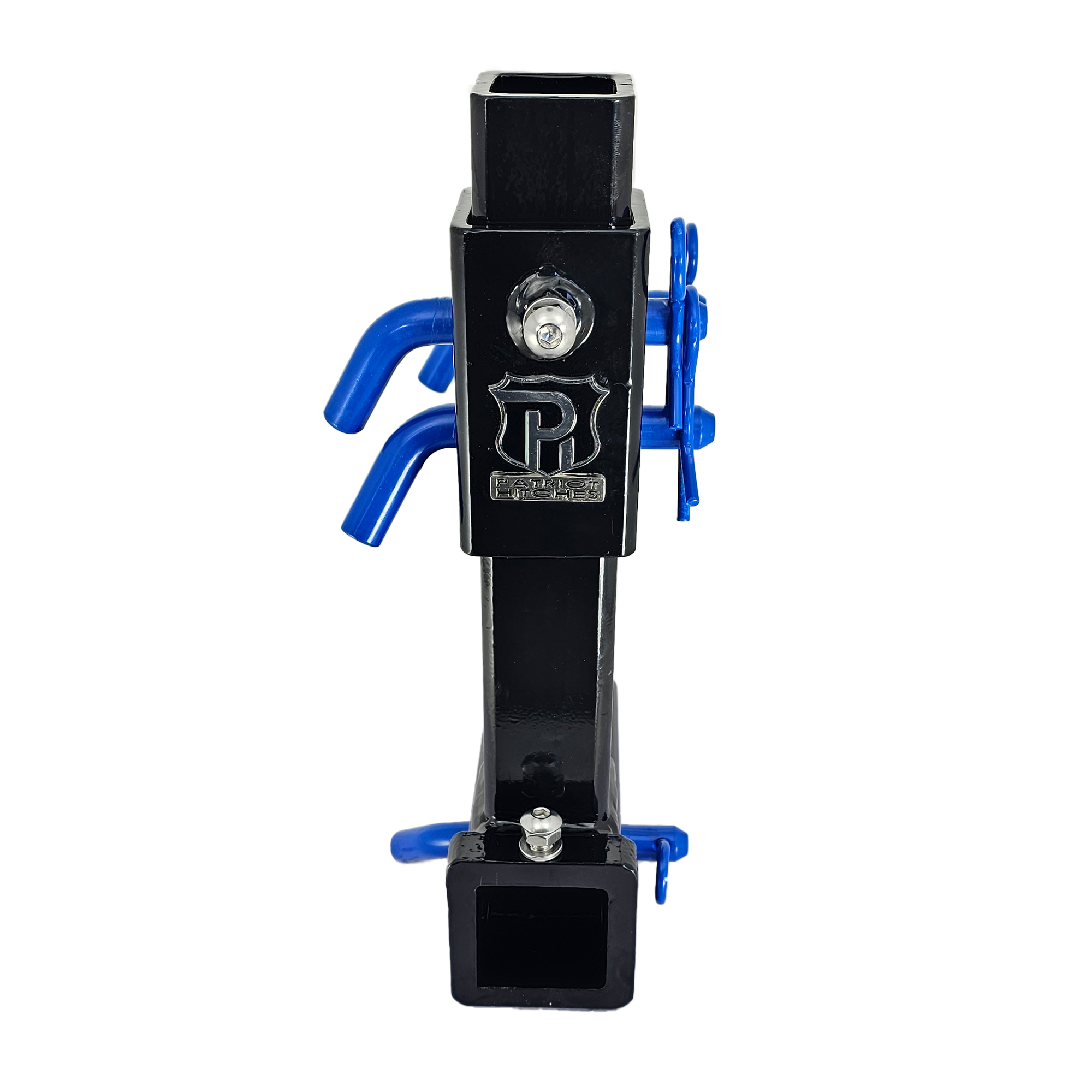 The General Normal Duty - 2" Adjustable Drop Hitch Adapter - 11" Rise/Drop - 7K - Blue Accent (Black Gloss)