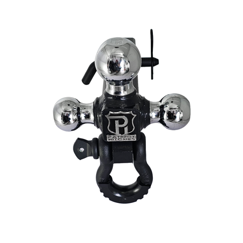 Patriot Hitches 4-Way 3-Ball Mount for 2" Hitches - The Captain - 30K - Black Texture Accent (Black Gloss Chrome)